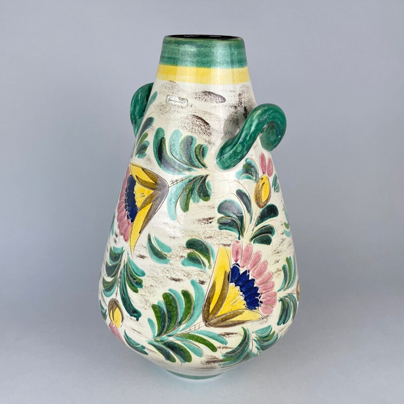 Vase de sol vintage en céramique peint à la main, Allemagne 1970