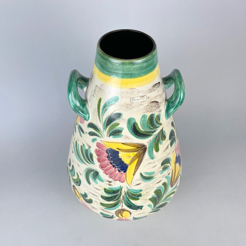 Mid century hand painted ceramic floor vase, Germany 1970s