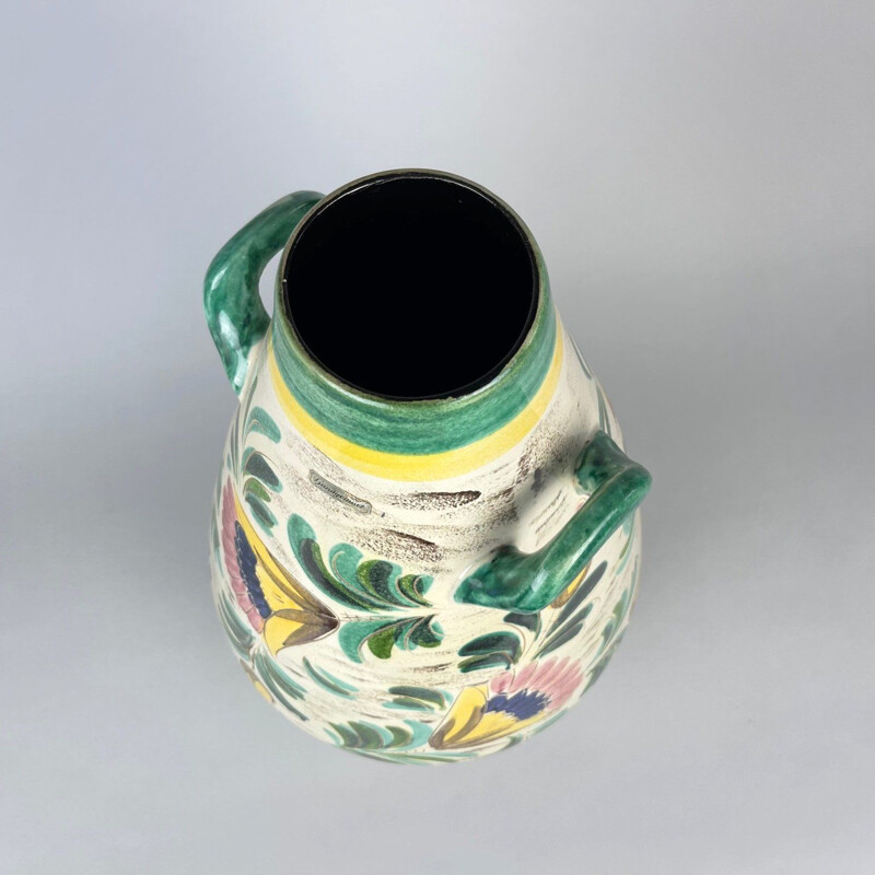 Mid century hand painted ceramic floor vase, Germany 1970s