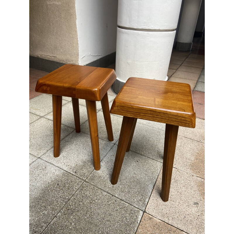 Vintage S01 elmwood stool by Pierre CHAPO, 1972