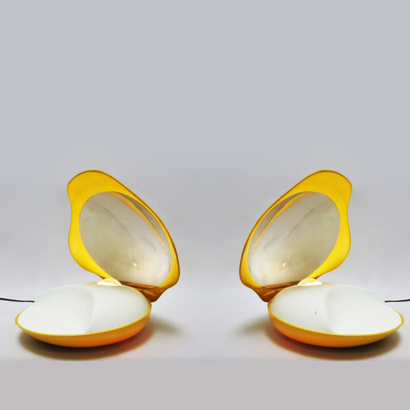 Pair of vintage shell lamps by Luigi Colani, Italy 1970