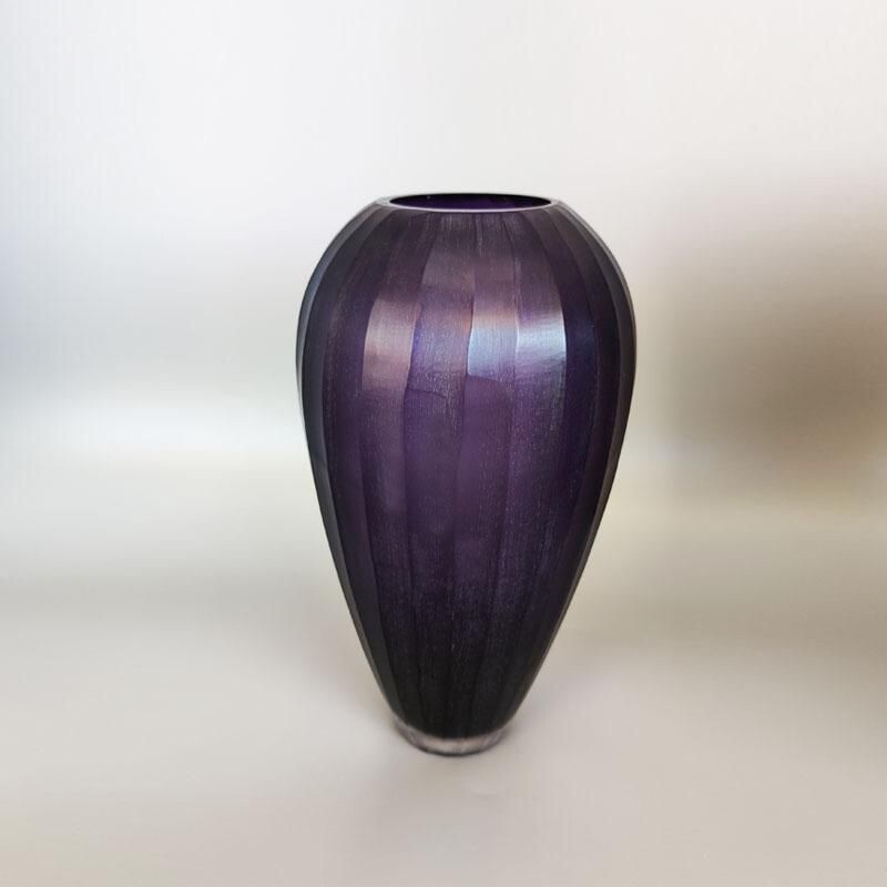 Purple pair of vintage vases in Murano Glass, Italy 1970s