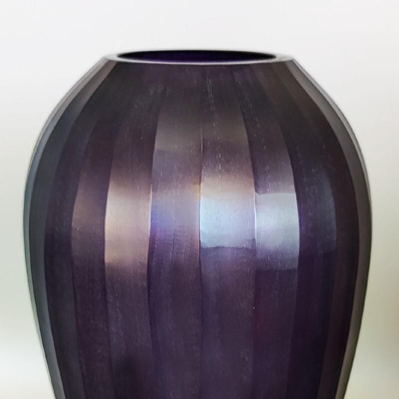 Purple pair of vintage vases in Murano Glass, Italy 1970s