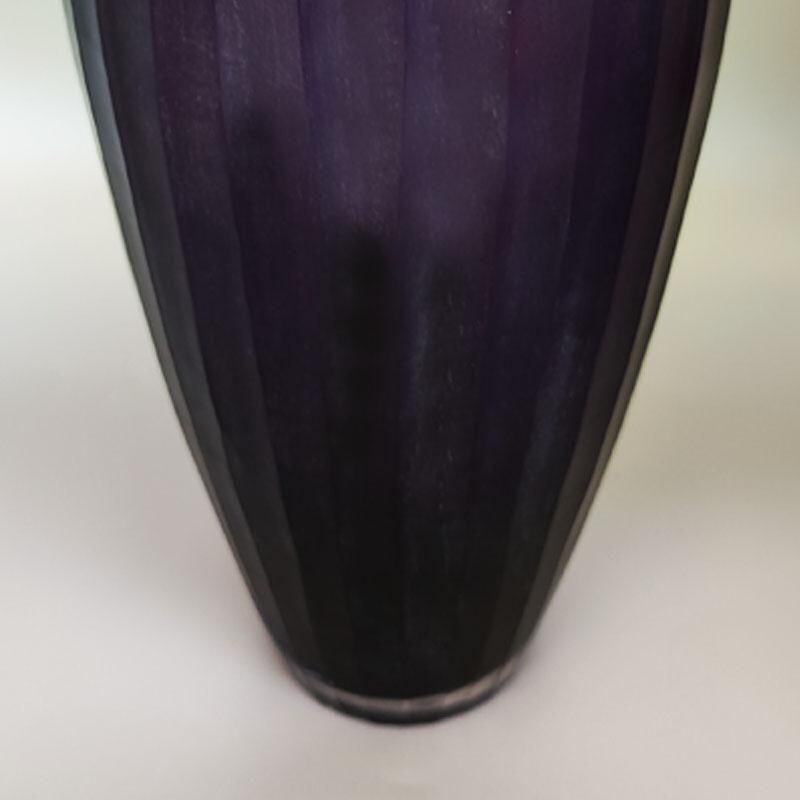 Purple pair of vintage vases in Murano Glass, Italy 1970s