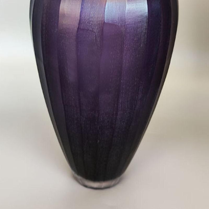 Paire de vases violets vintage en verre de Murano, Italie 1970