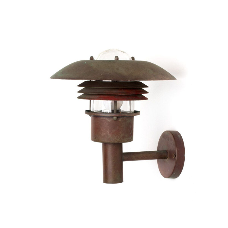 Vintage Danish design copper exterior wall lamp, 1960s