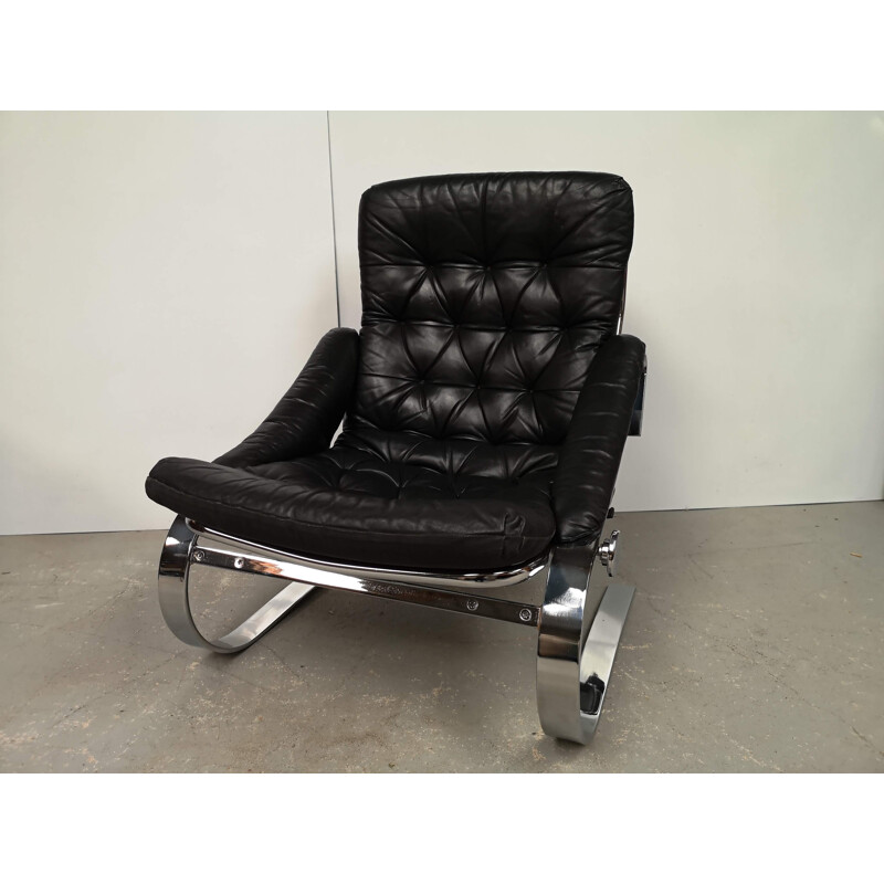 Vintage leather and chrome armchair