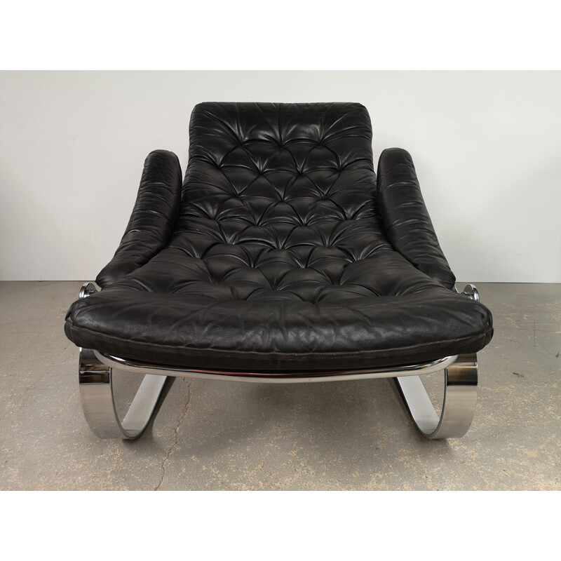 Vintage leather and chrome armchair