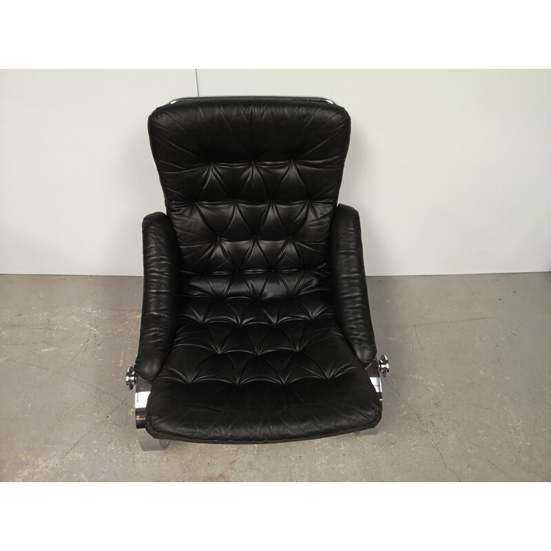 Vintage leather and chrome armchair