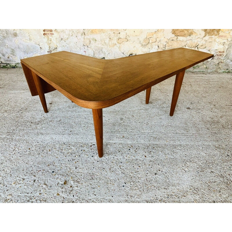 Scandinavian vintage boomerang coffee table with folding leaves by Samcom, 1960