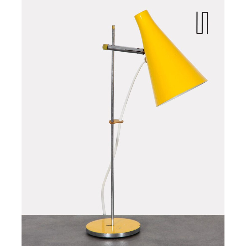Vintage yellow metal table lamp by Josef Hurka for Lidokov, 1960