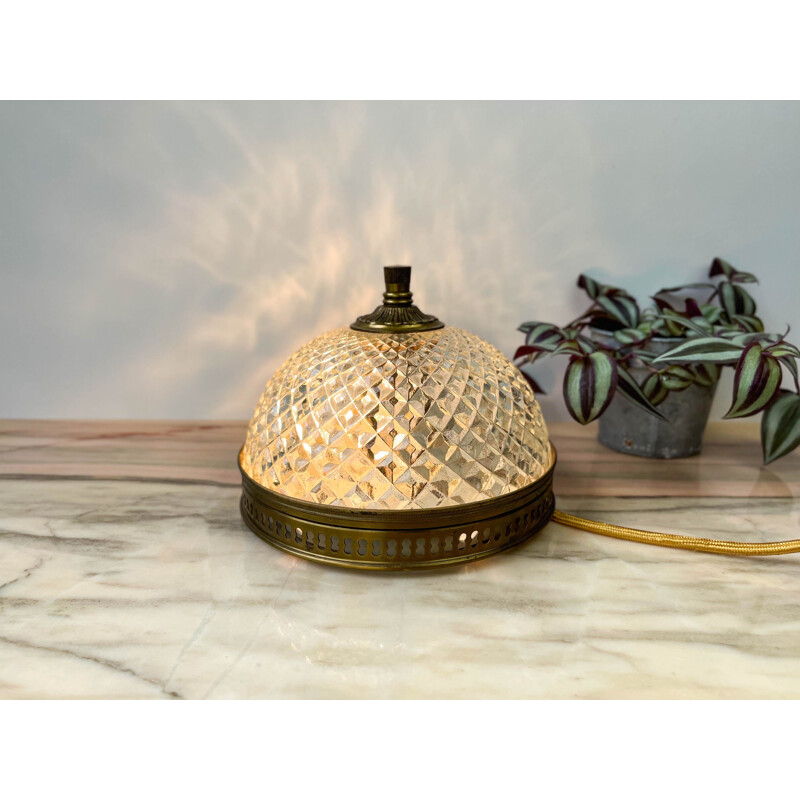 Vintage globe lamp in glass and gold metal