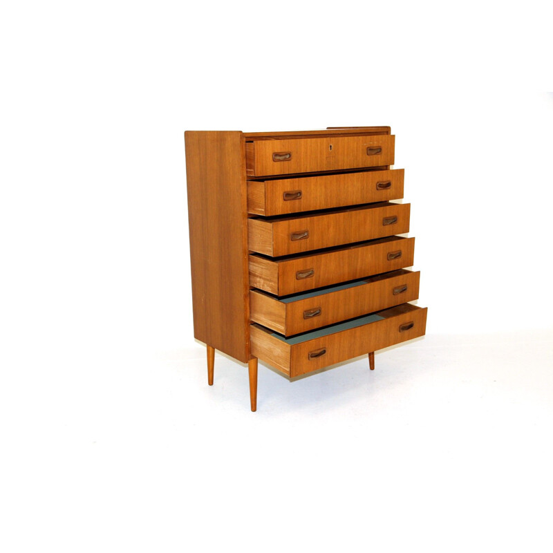 Vintage teak chest of drawers with 6 drawers, Sweden 1960