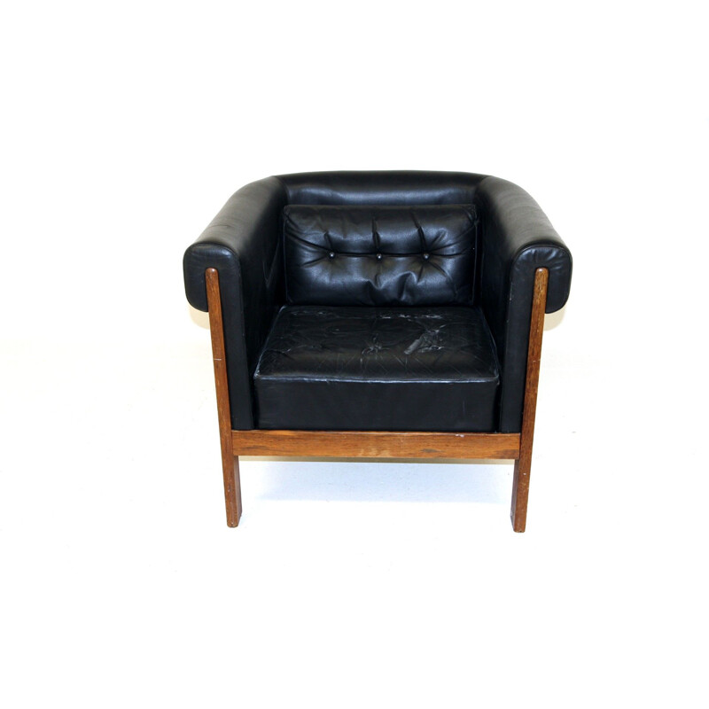 Vintage leather armchair by Börge Lindau & Bo Lindekrantz for Haglund & Söner Ab, 1960