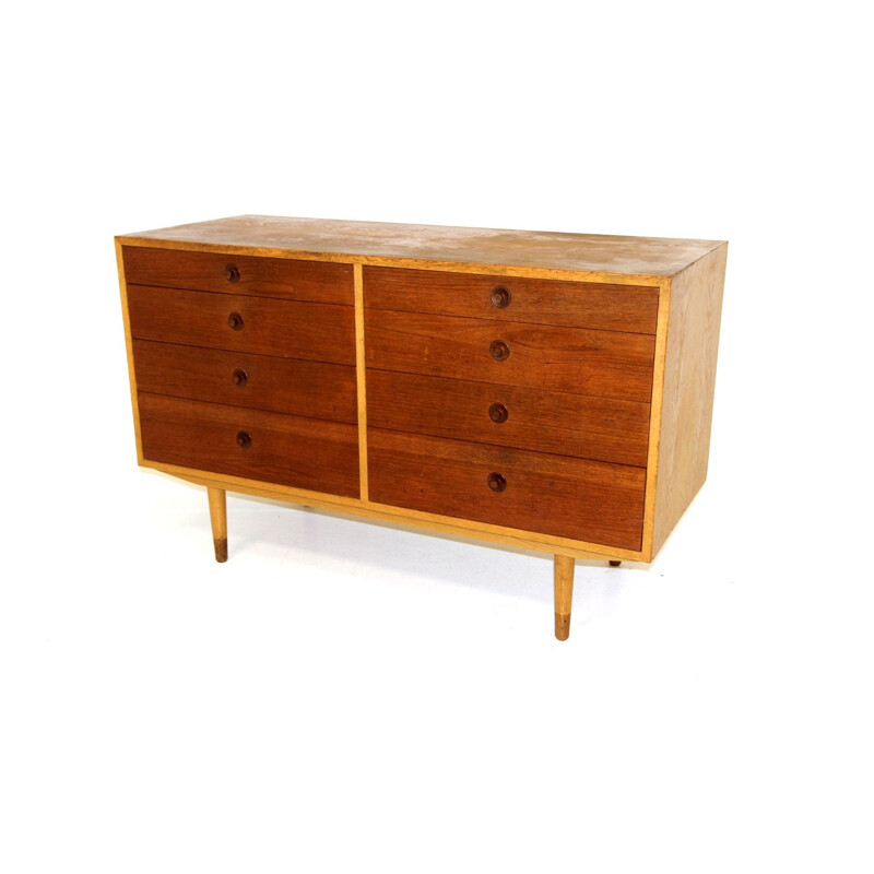 Vintage oakwood and teak chest of drawers, Denmark 1960