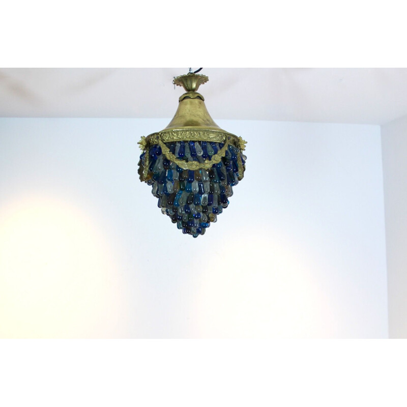 Neoclassical vintage Murano glass Acorn ceiling lamp, Italy 1950s