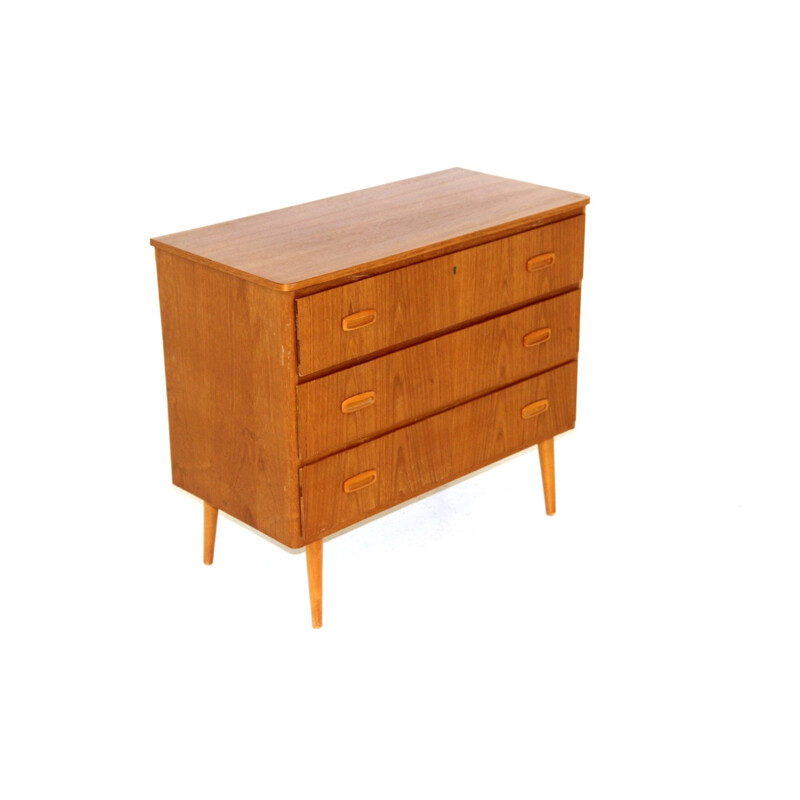 Vintage teak chest of drawers with 3 drawers, Sweden 1950