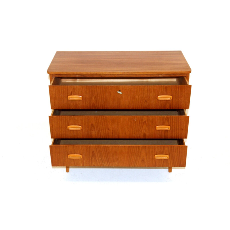 Vintage teak chest of drawers with 3 drawers, Sweden 1950