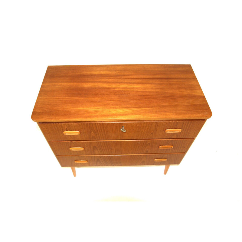 Vintage teak chest of drawers with 3 drawers, Sweden 1950
