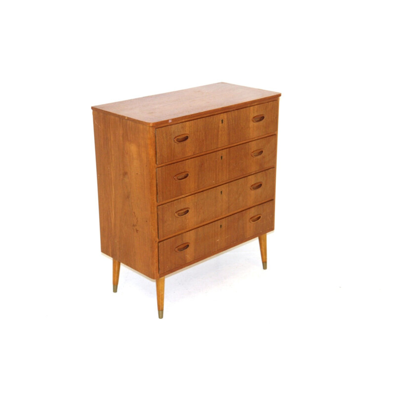 Vintage teak and beech chest of drawers, Sweden 1950