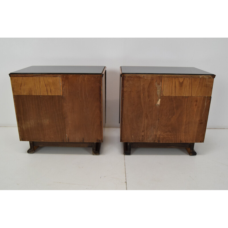 Pair of mid-century night stands by Jindrich Halabala, Czechoslovakia 1950s