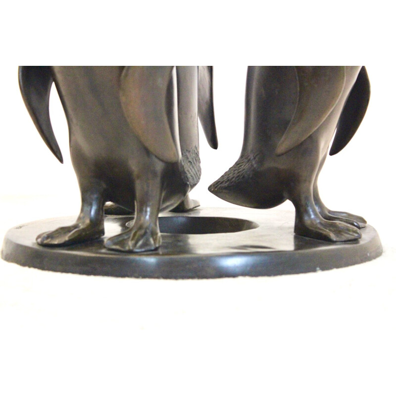 Vintage sculpturale bronzen pinguïn salontafel van J. Daste