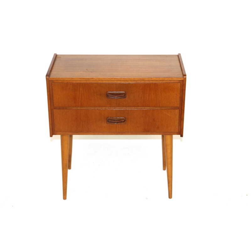 Vintage teak chest of drawers with 2 drawers, Sweden 1960s