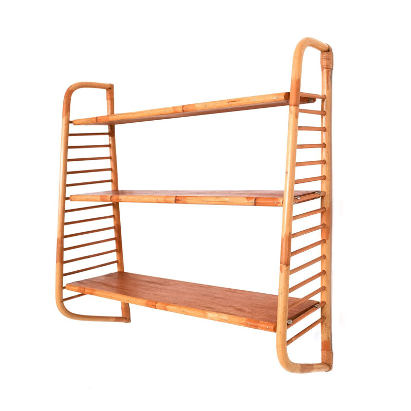 Modular vintage shelf in rattan