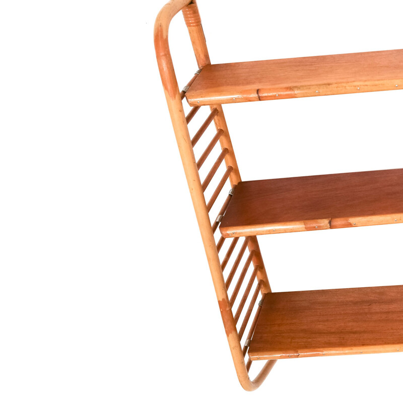 Modular vintage shelf in rattan