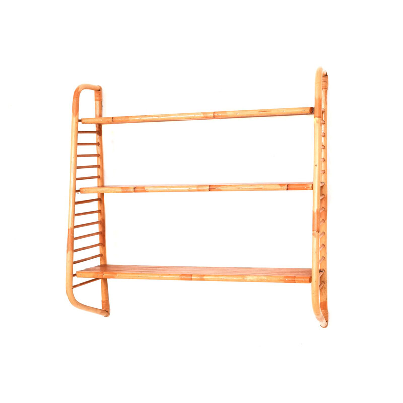 Modular vintage shelf in rattan