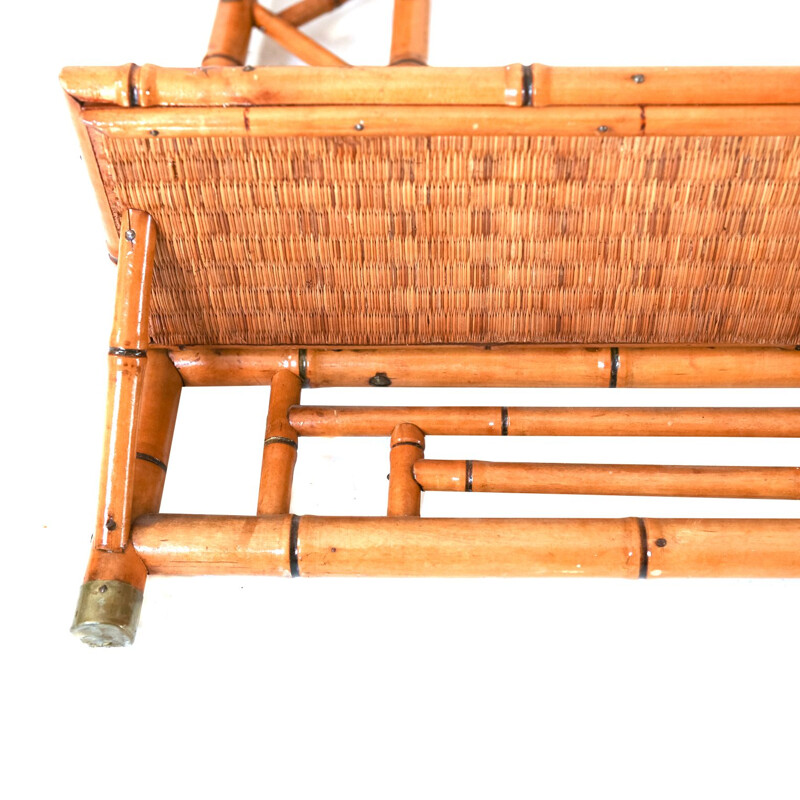 Vintage mirior in rattan and brass, 1970