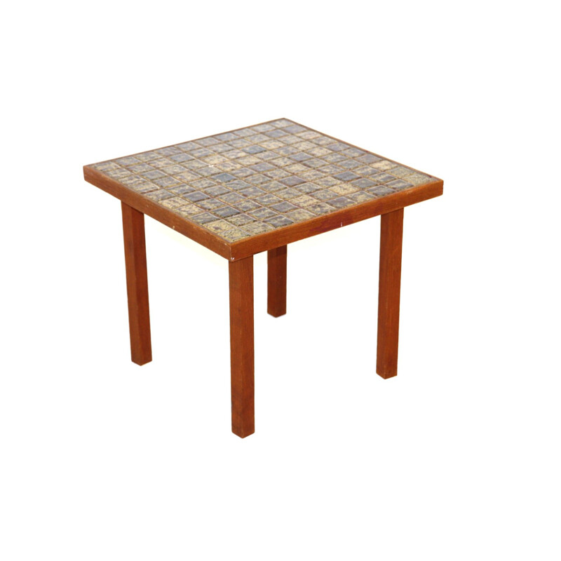 Vintage mosaic and teak side table, Sweden 1960