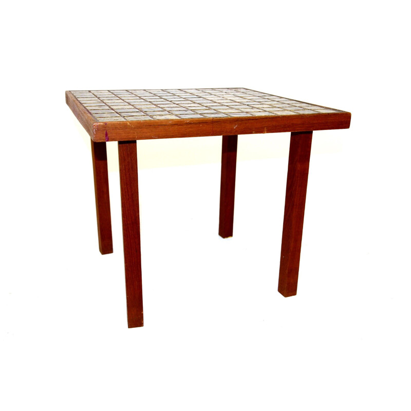 Vintage mosaic and teak side table, Sweden 1960