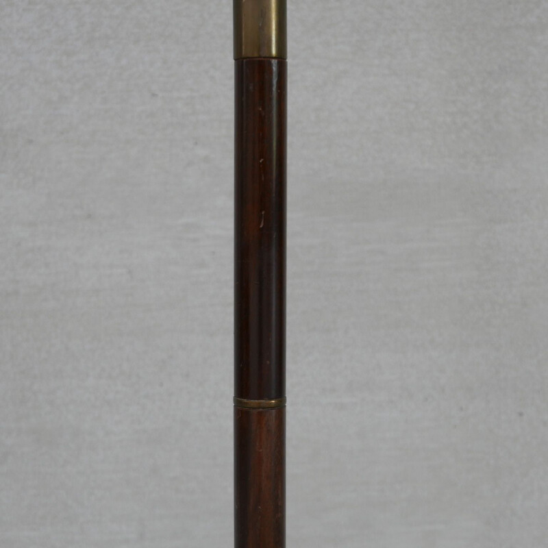 Vintage floor lamp in wood and brass, France 1950