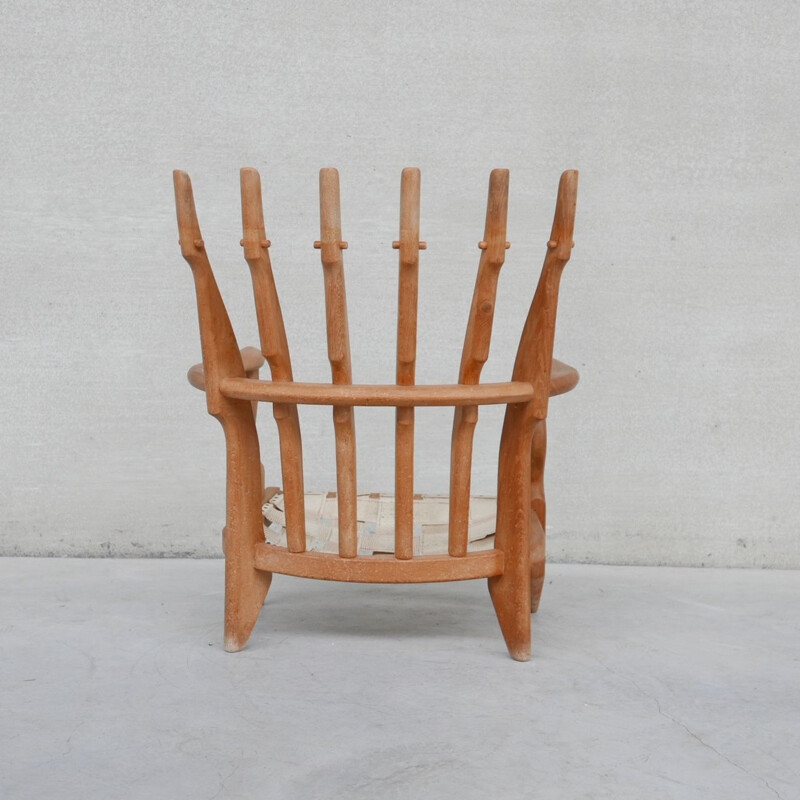 Mid-century French repos solid oakwood armchair by Guillerme et Chambron, 1960s