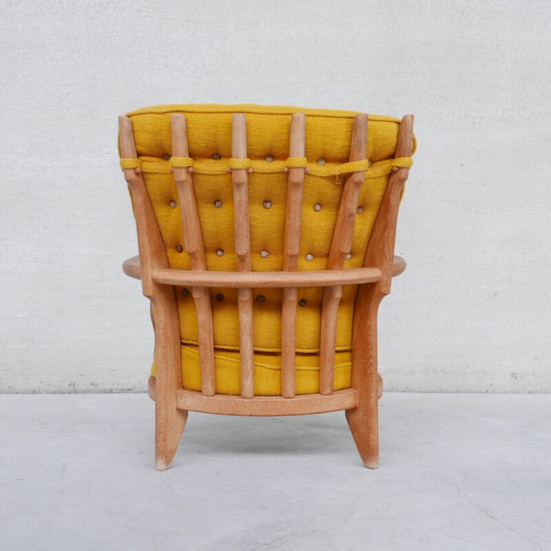 Mid-century French repos solid oakwood armchair by Guillerme et Chambron, 1960s