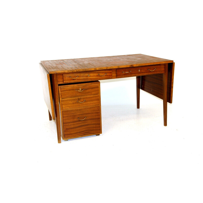 Vintage mahogany desk, Sweden 1950