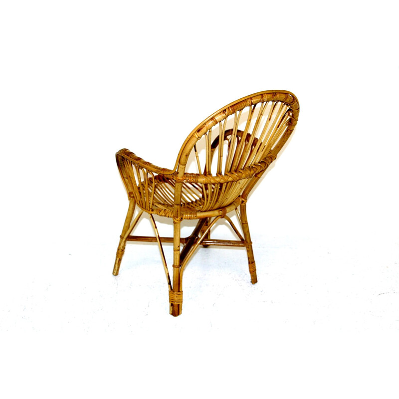 Fauteuil vintage en rotin, Suède 1960