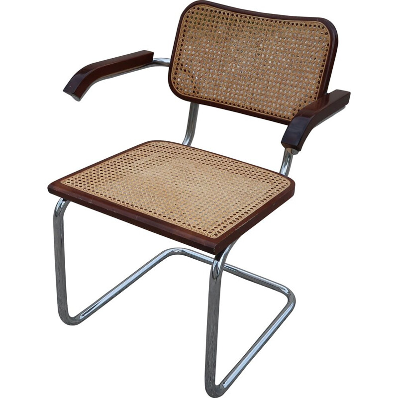 Vintage B64 steel and beechwood chair by Marcel Breuer, 2000