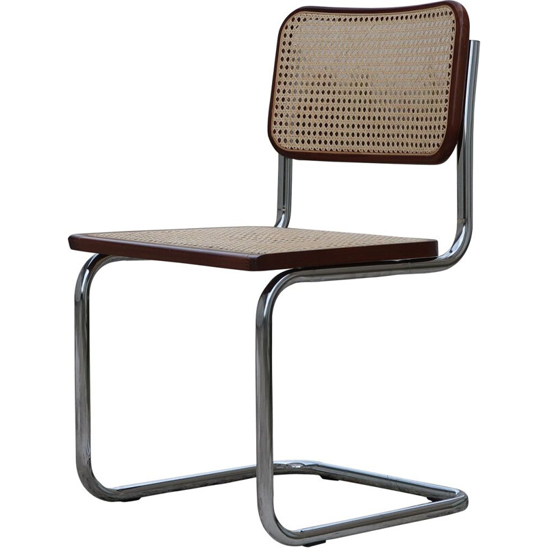 Vintage B32 steel and beechwood chair by Marcel Breuer, 2000