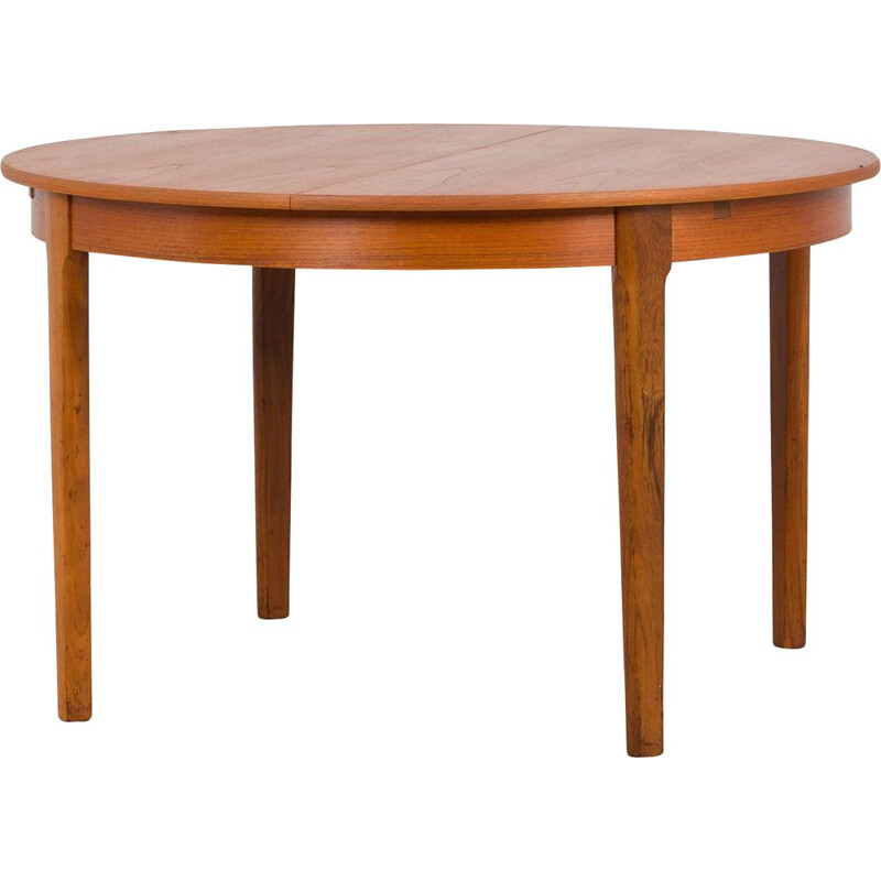 Table à rallonge ronde danois vintage en teck, 1960