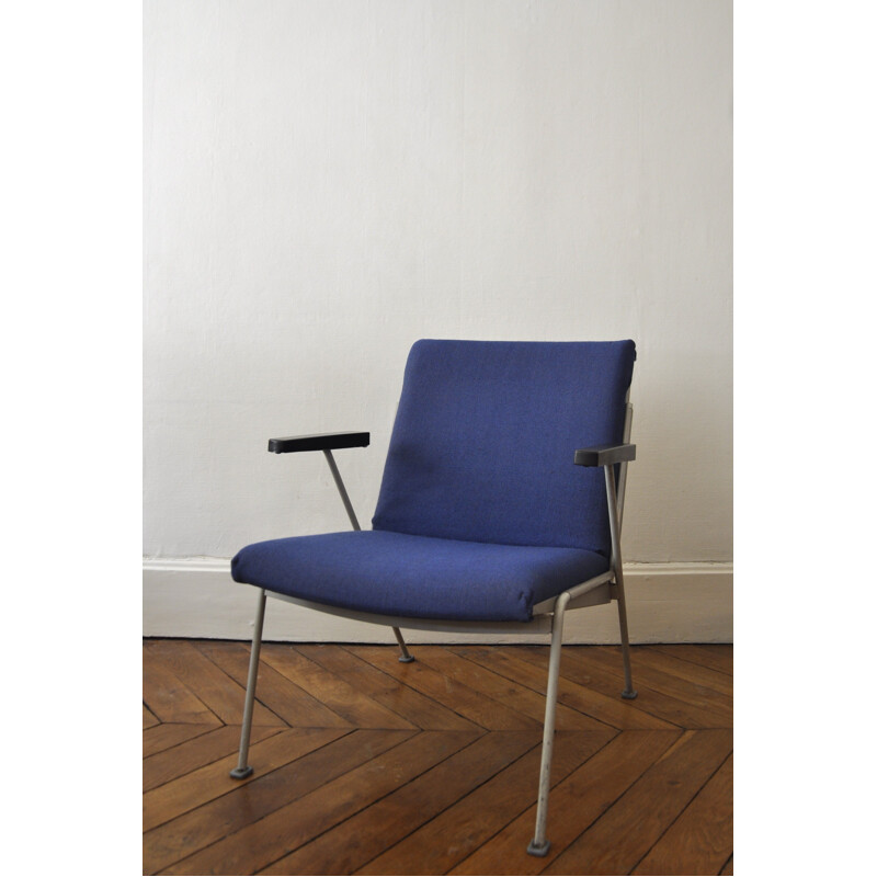 Ahrend de Cirkel armchair in blue fabric, Wim RIETVELD - 1950s