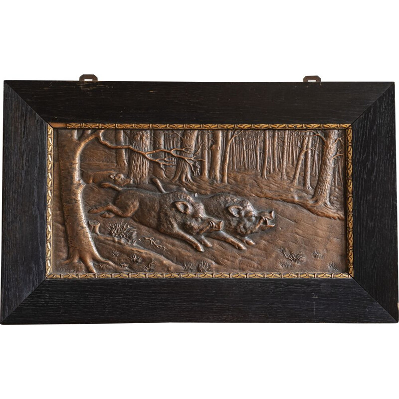 Bajorrelieve de bronce vintage de H Henjes, 1880