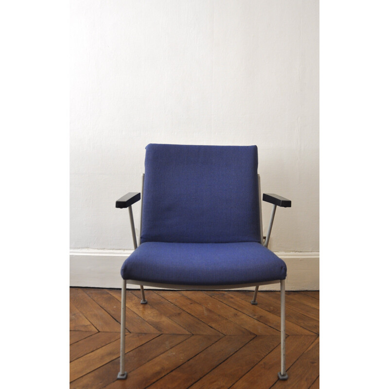 Ahrend de Cirkel armchair in blue fabric, Wim RIETVELD - 1950s