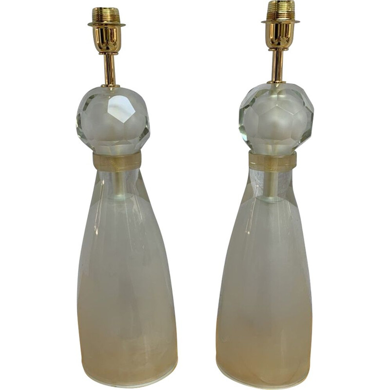 Paire de lampes vintage en verre de Murano par Alberto Dona Murano, 1990