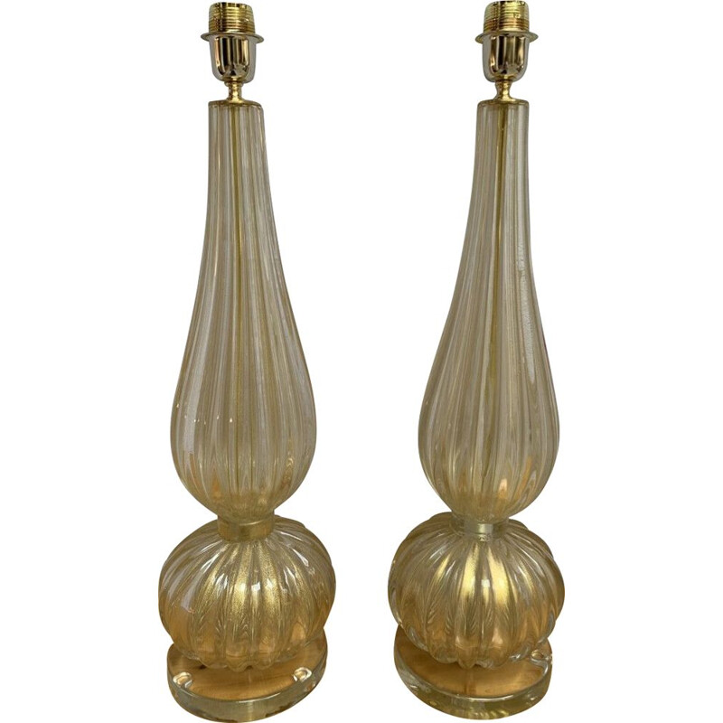 Paire de lampes vintage en verre de Murano par Toso Murano, 1990