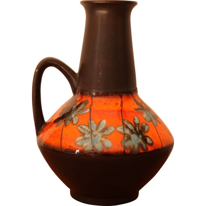 Vase à anse vintage en céramique emmaillée, Allemagne