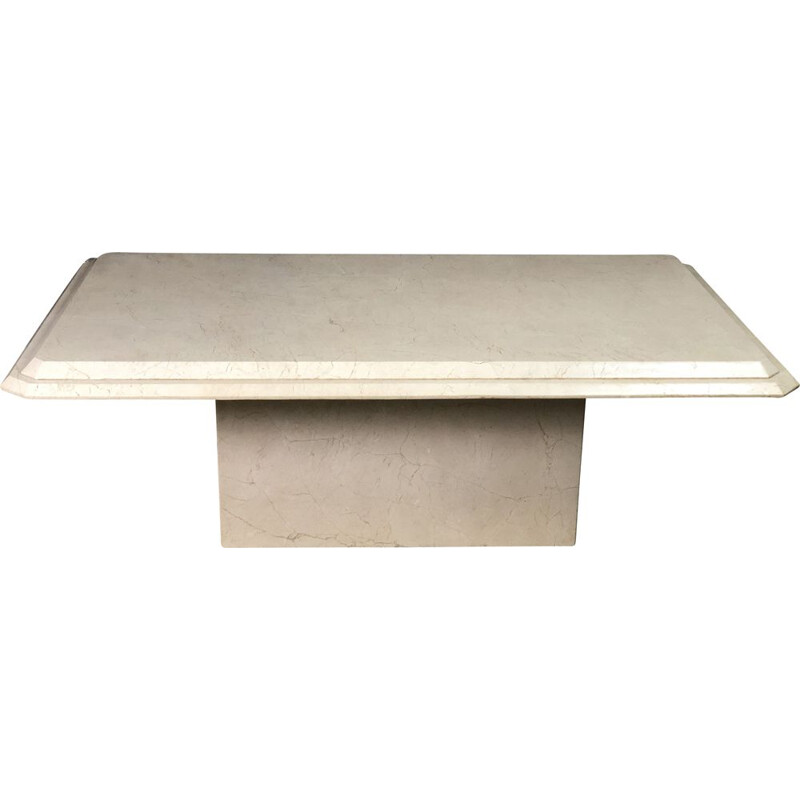 Vintage ivory travertine coffee table, 1970s