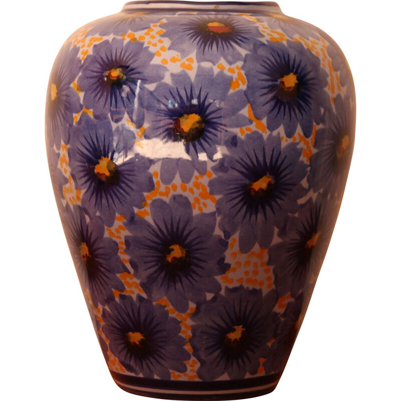 Vintage vase with floral motifs by Accolay, Portugal