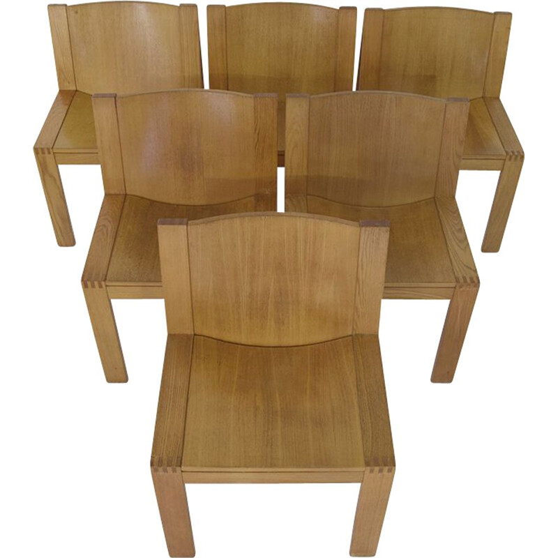 Set of 6 vintage minimalistic dining chairs by Maizarac & Boonzaaijer for Pastoe, 1970s
